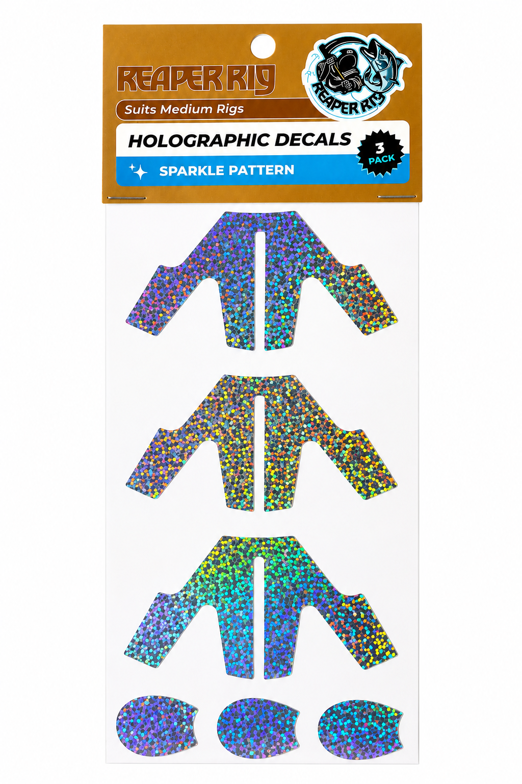 Holographic decals for Medium Reaper Rig trolling lures